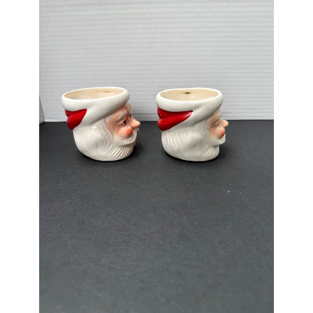 Vintage Santa Claus Ceramic Mugs Set of 2 Christmas Holiday Decor Red White - Picture 4 of 6